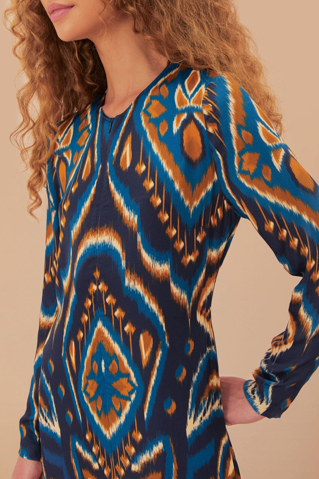 Robe longue à motif d'ananas - Bleu