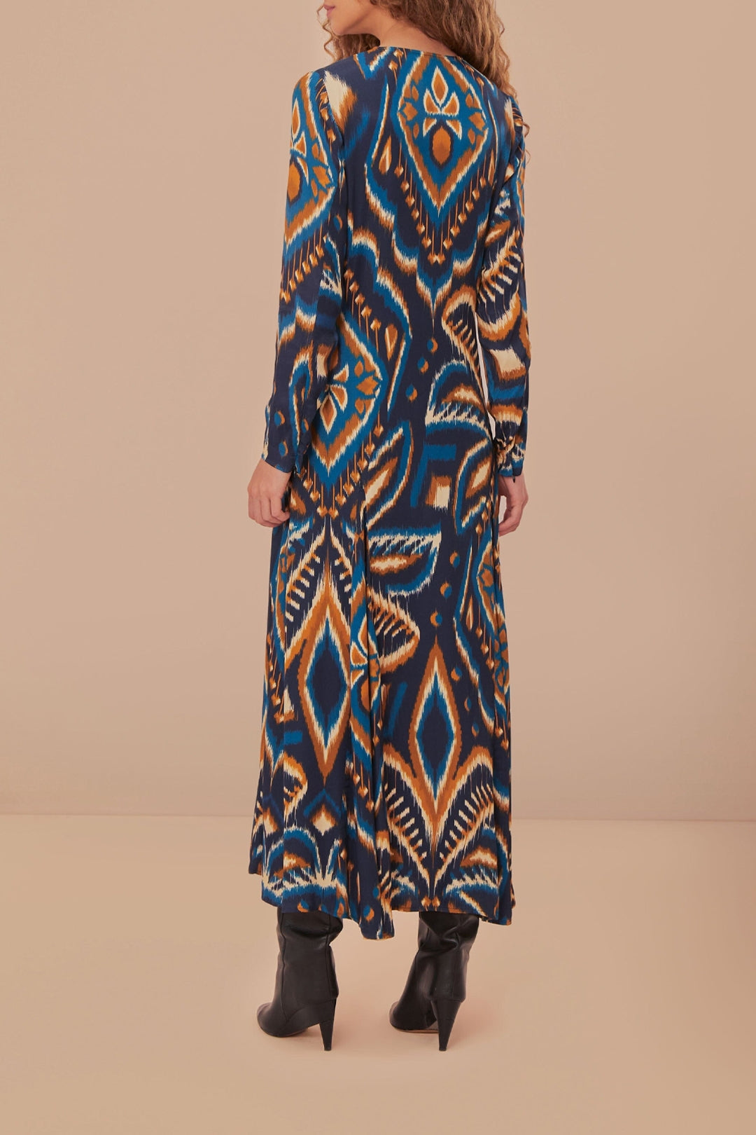 Robe longue à motif d'ananas - Bleu
