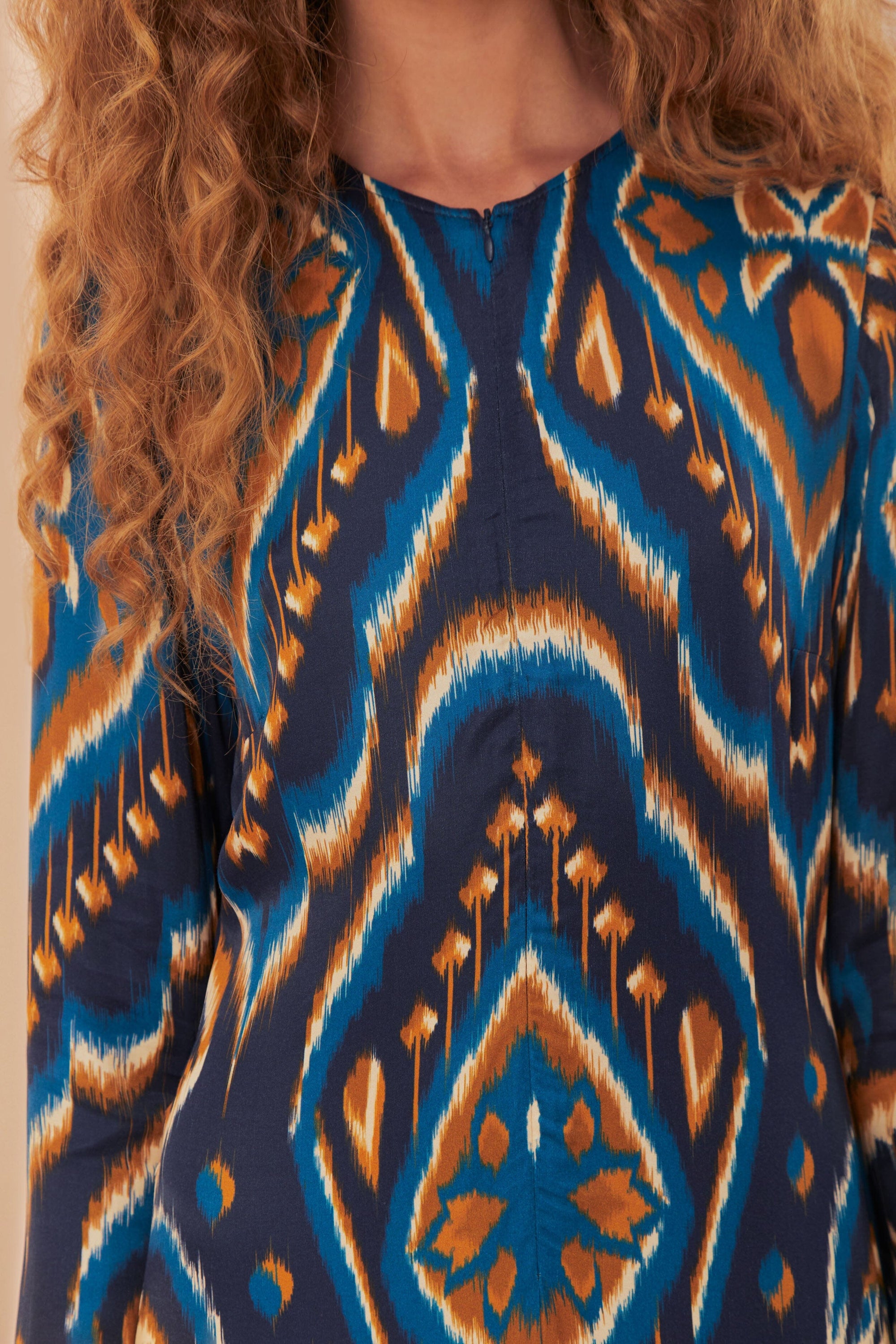 Robe longue à motif d'ananas - Bleu