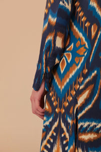 Robe longue à motif d'ananas - Bleu