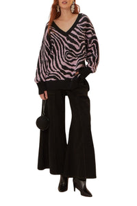 Pull peau de zèbre en maille - Noir