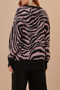 Pull peau de zèbre en maille - Noir