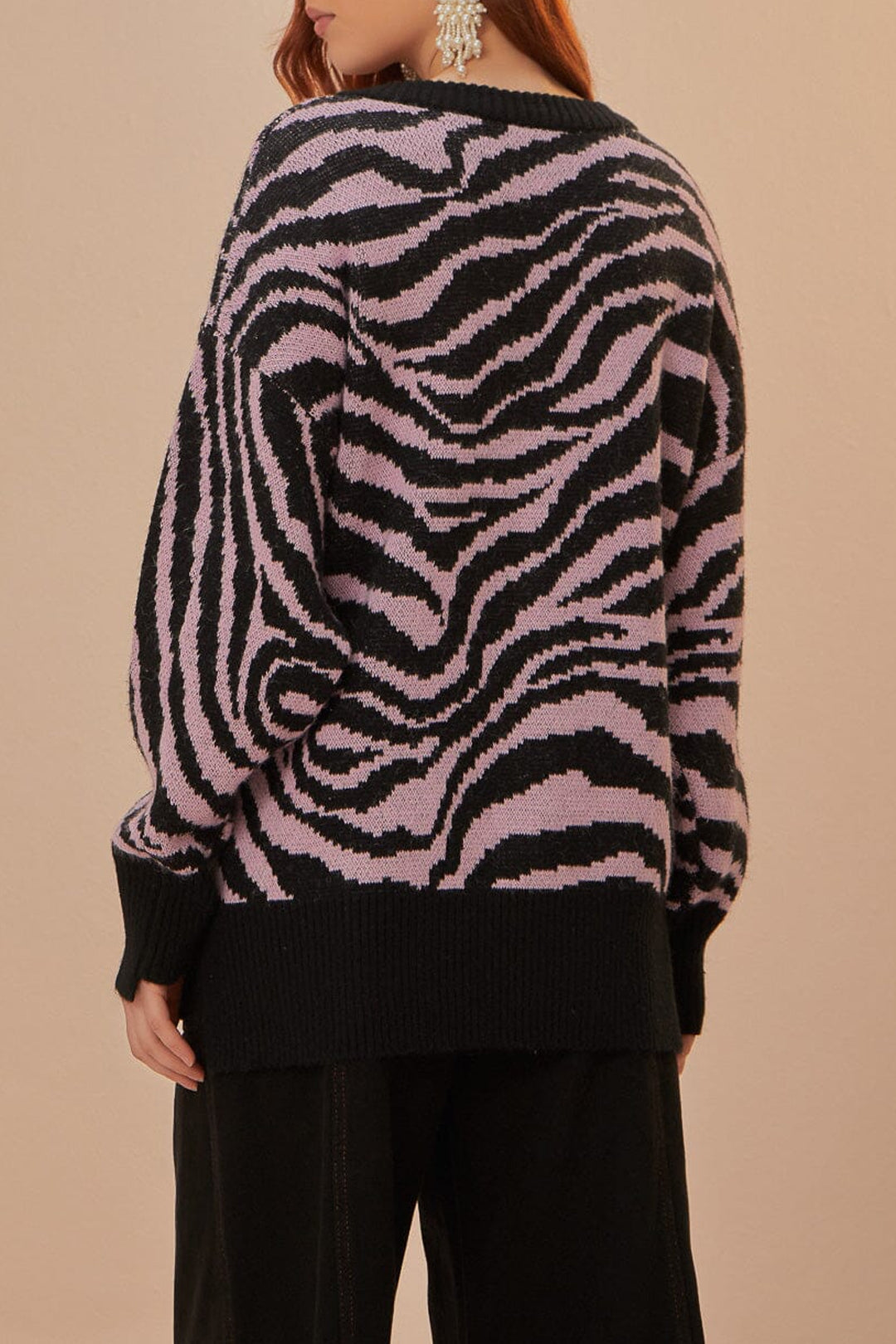 Pull peau de zèbre en maille - Noir