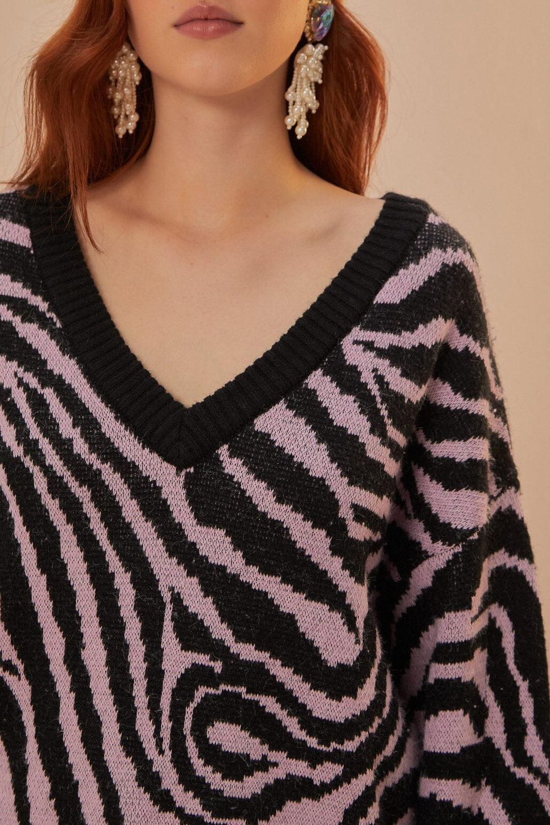 Pull peau de zèbre en maille - Noir