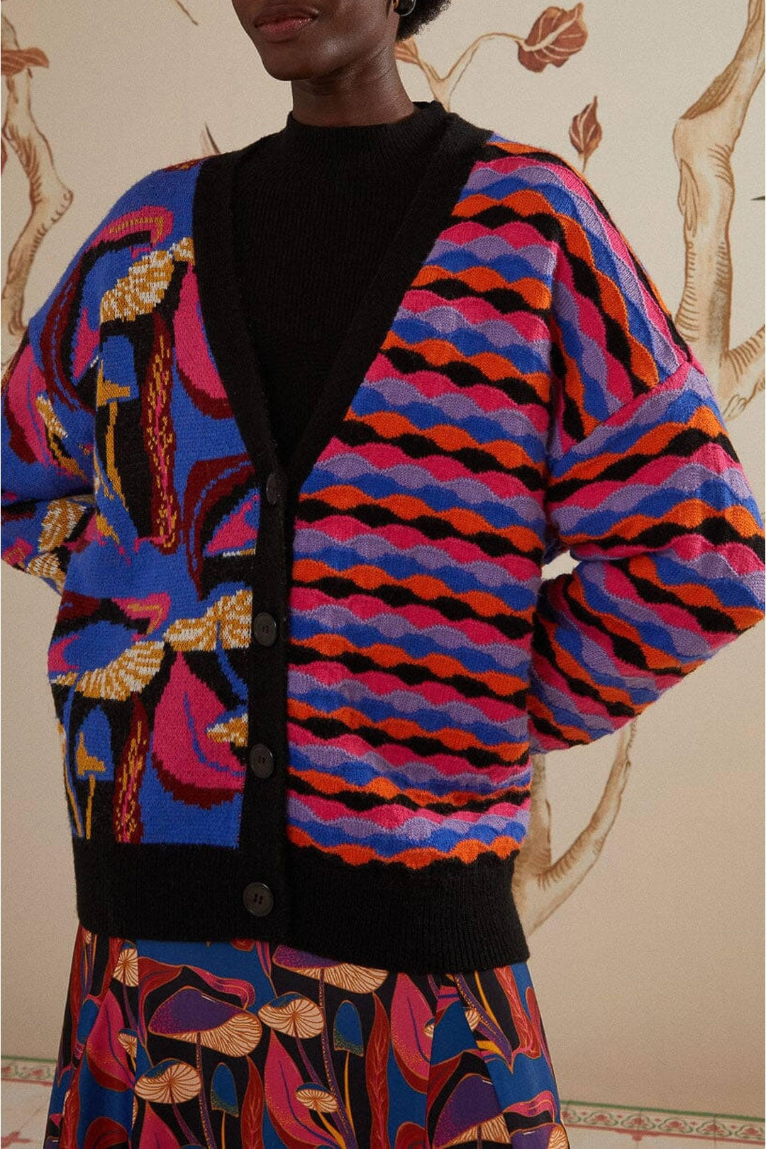 Cardigan Mushrooms en maille - Violet