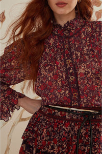 Blouse à manches longues Jardin Chelsea en coton - Bordeaux