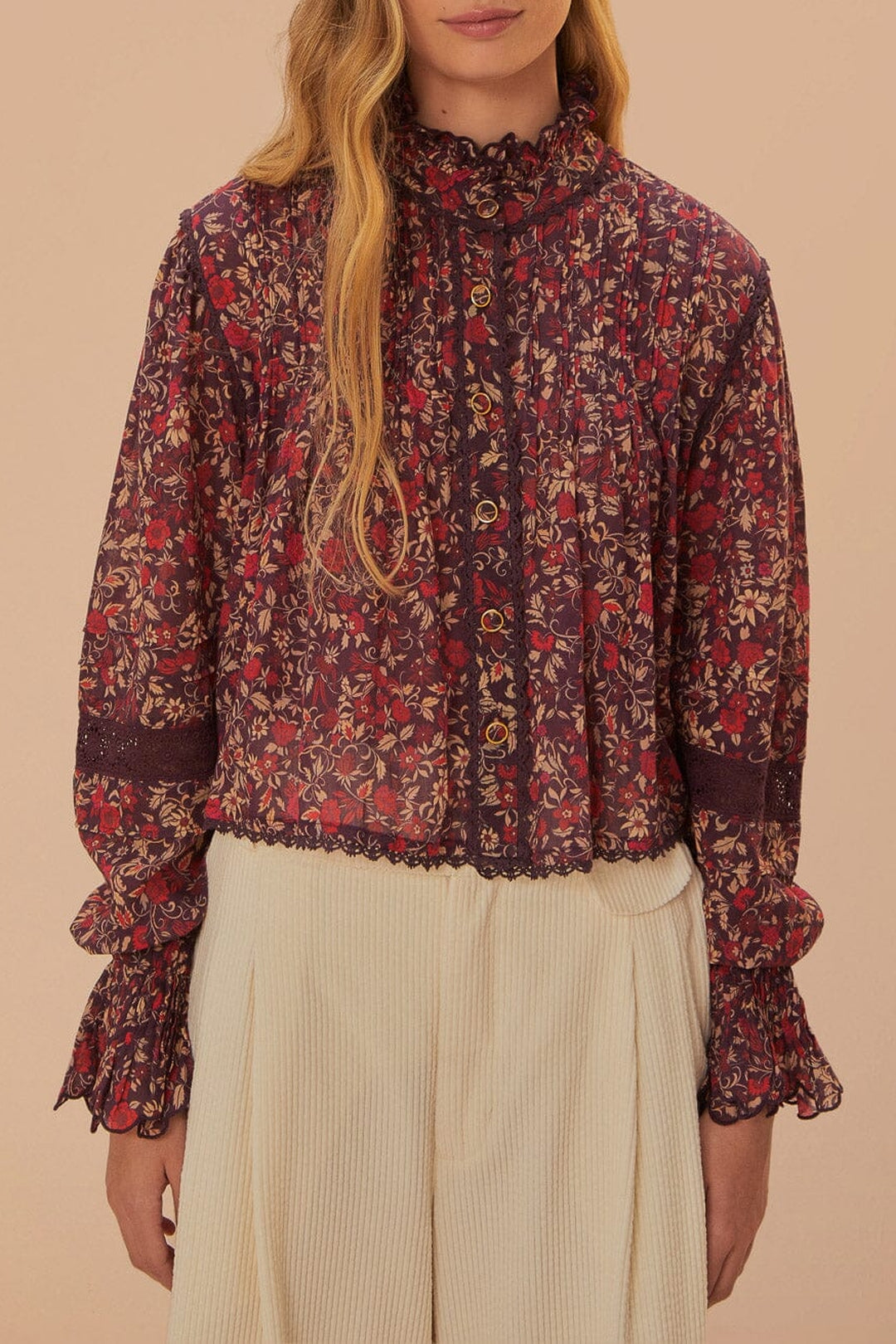 Blouse à manches longues Jardin Chelsea en coton - Bordeaux