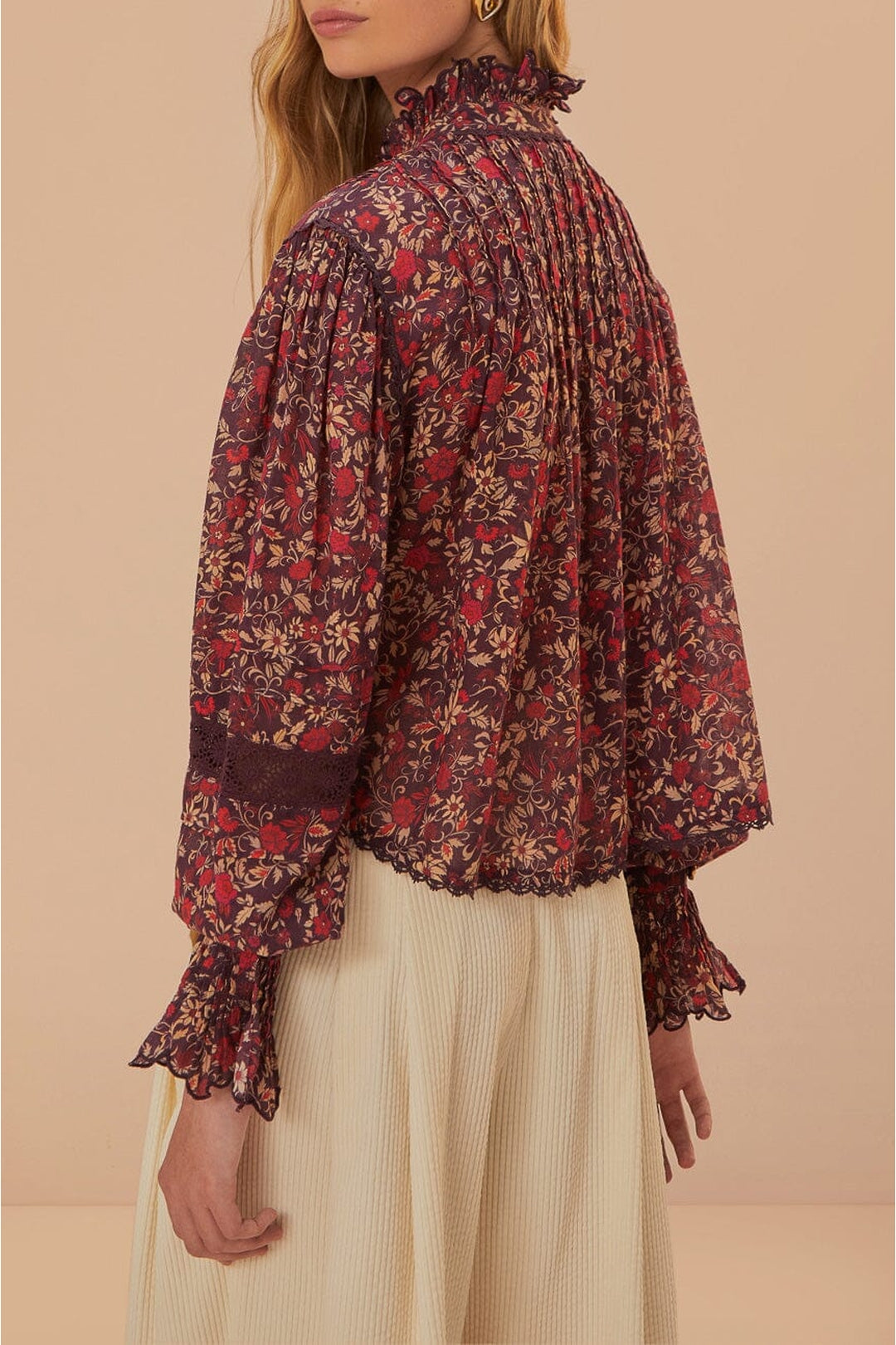 Blouse à manches longues Jardin Chelsea en coton - Bordeaux