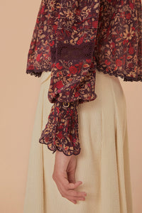 Blouse à manches longues Jardin Chelsea en coton - Bordeaux