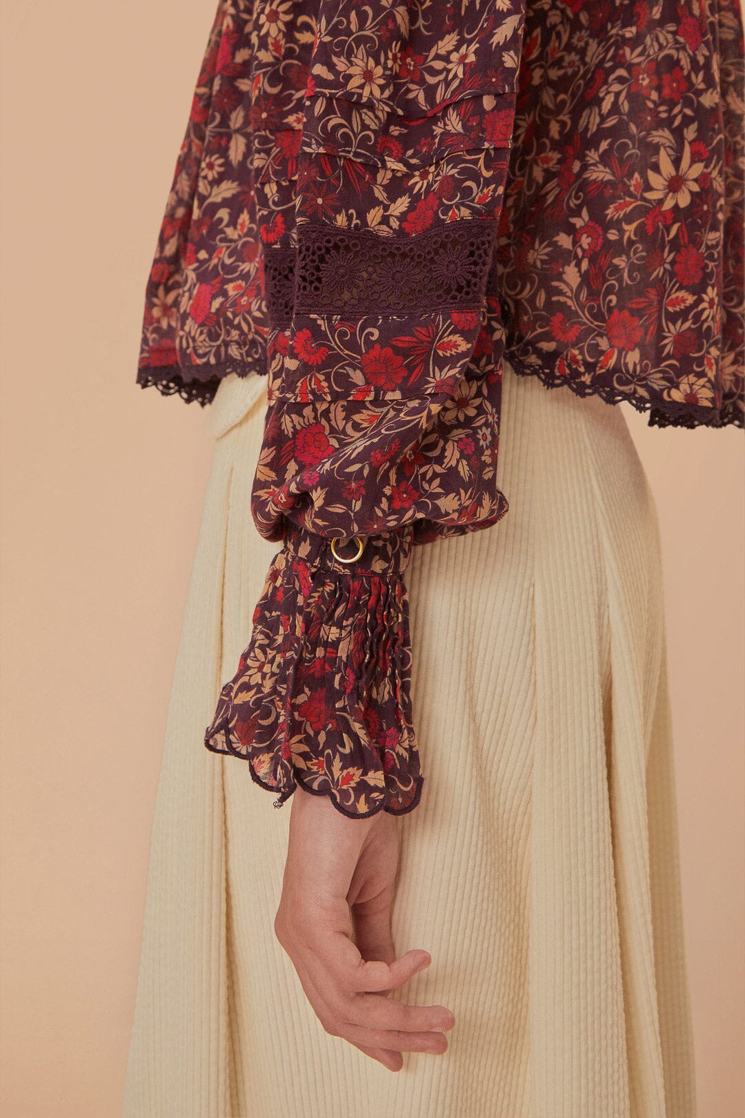Blouse à manches longues Jardin Chelsea en coton - Bordeaux