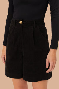 Short en velours côtelé en coton - Noir