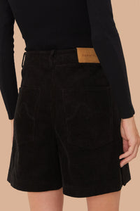 Short en velours côtelé en coton - Noir