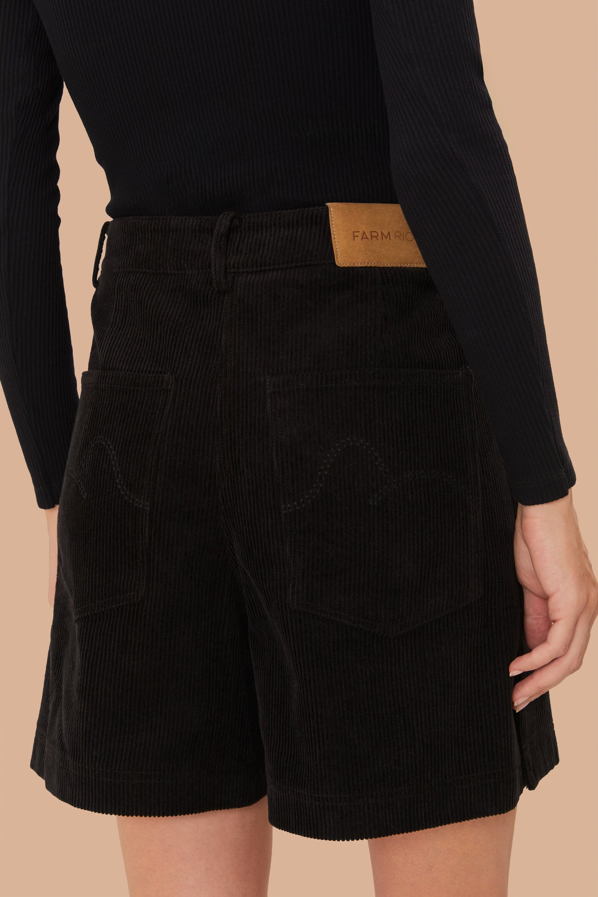 Short en velours côtelé en coton - Noir