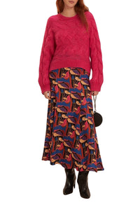 Pull maxi en maille torsadée - Rose