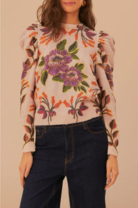 Pull Jardin d'hiver en laine et alpaga - Beige