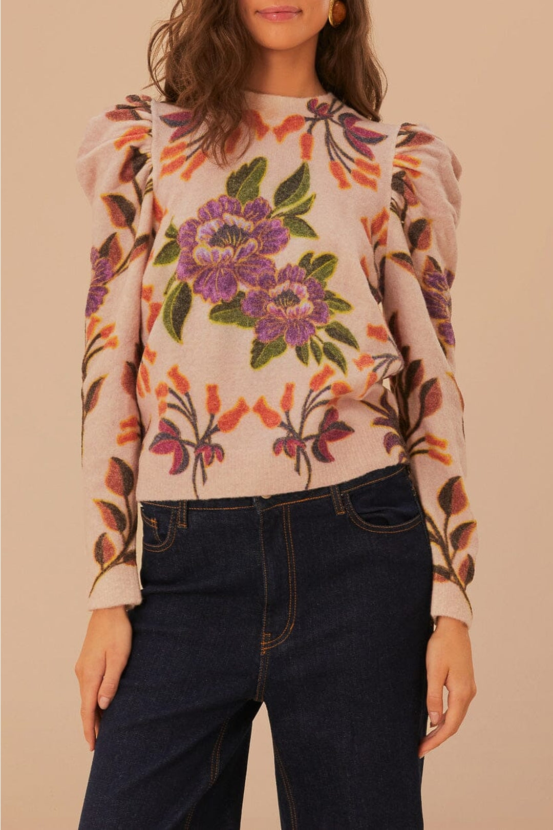 Pull Jardin d'hiver en laine et alpaga - Beige