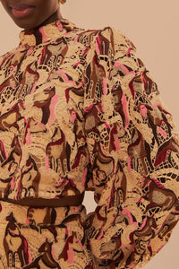 Blouse à motifs de chevaux - Beige