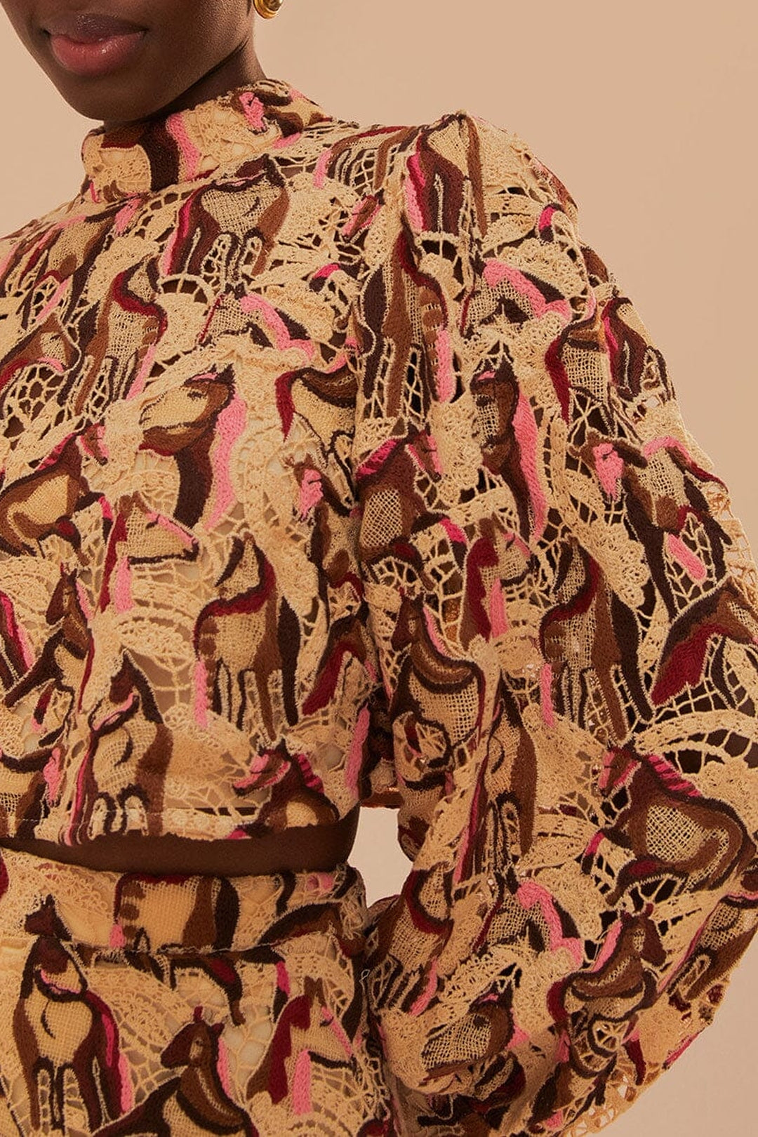 Blouse à motifs de chevaux - Beige