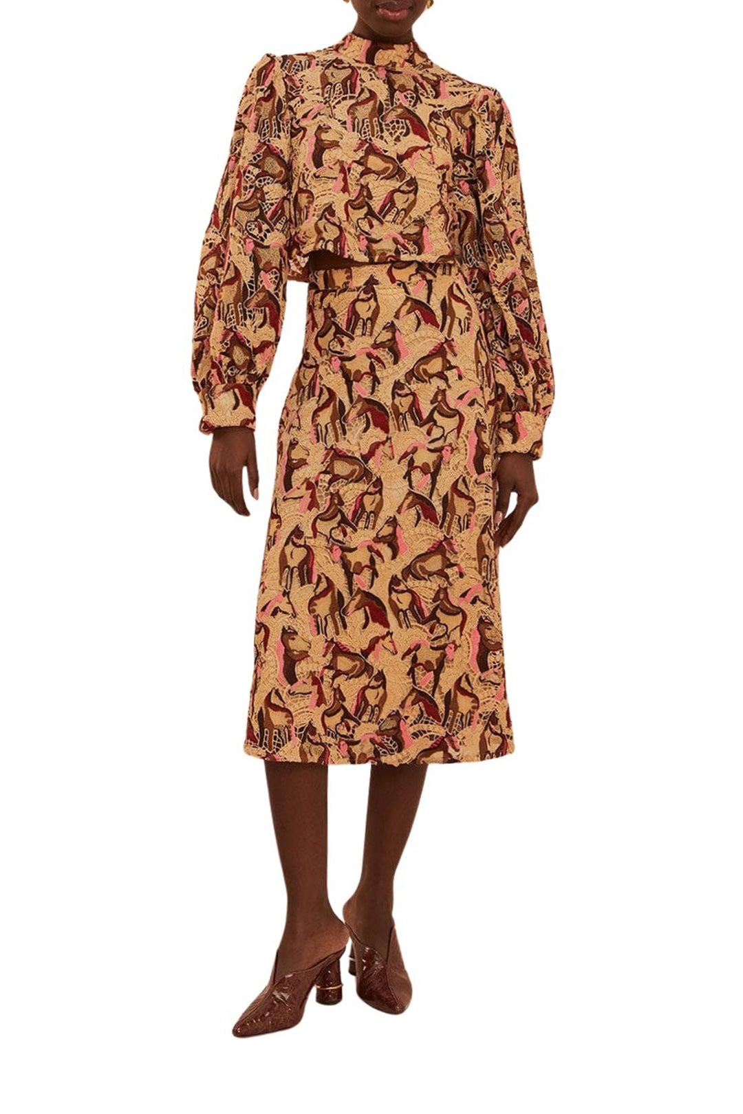 Blouse à motifs de chevaux - Beige