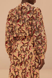 Blouse à motifs de chevaux - Beige
