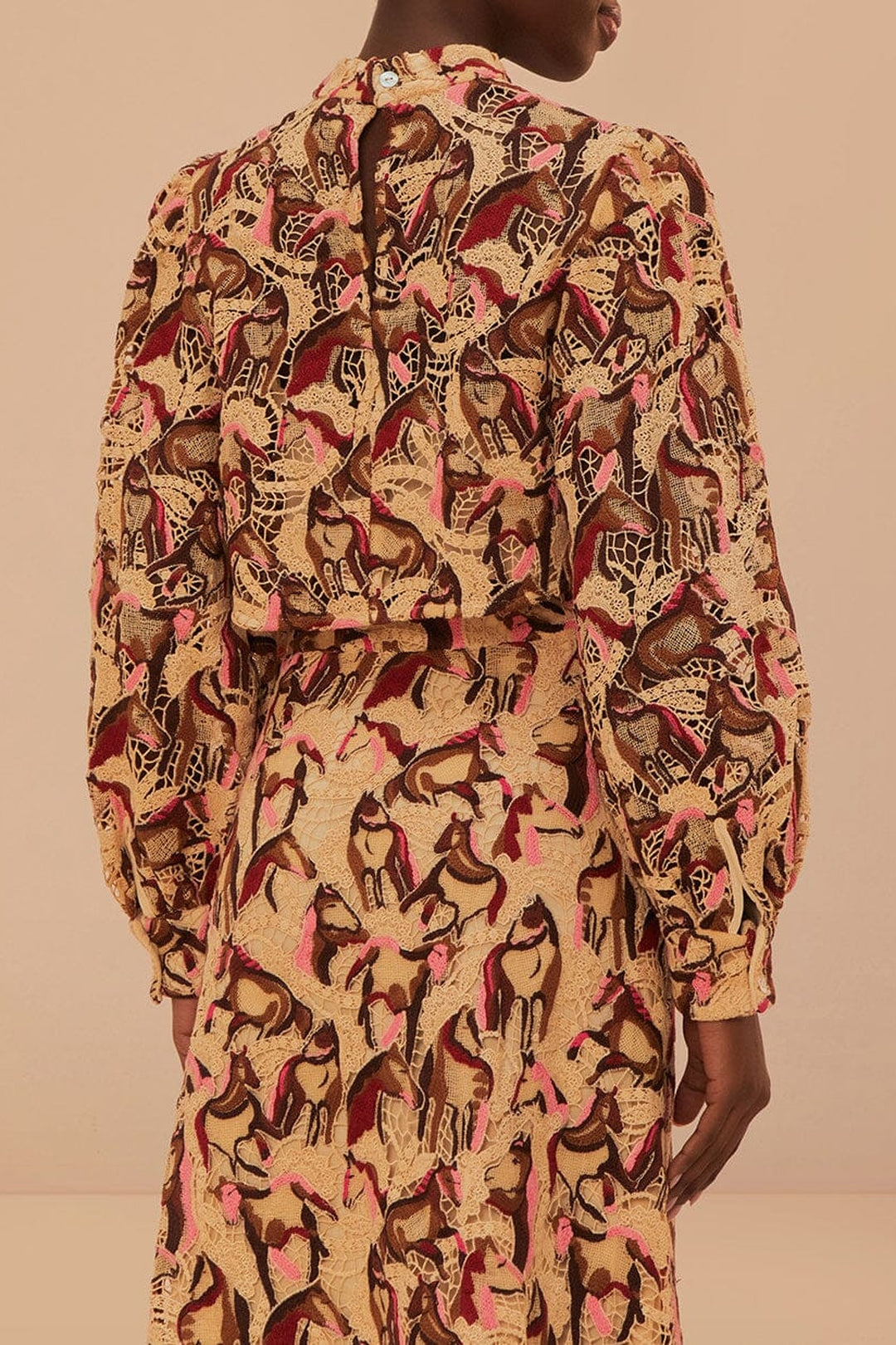 Blouse à motifs de chevaux - Beige