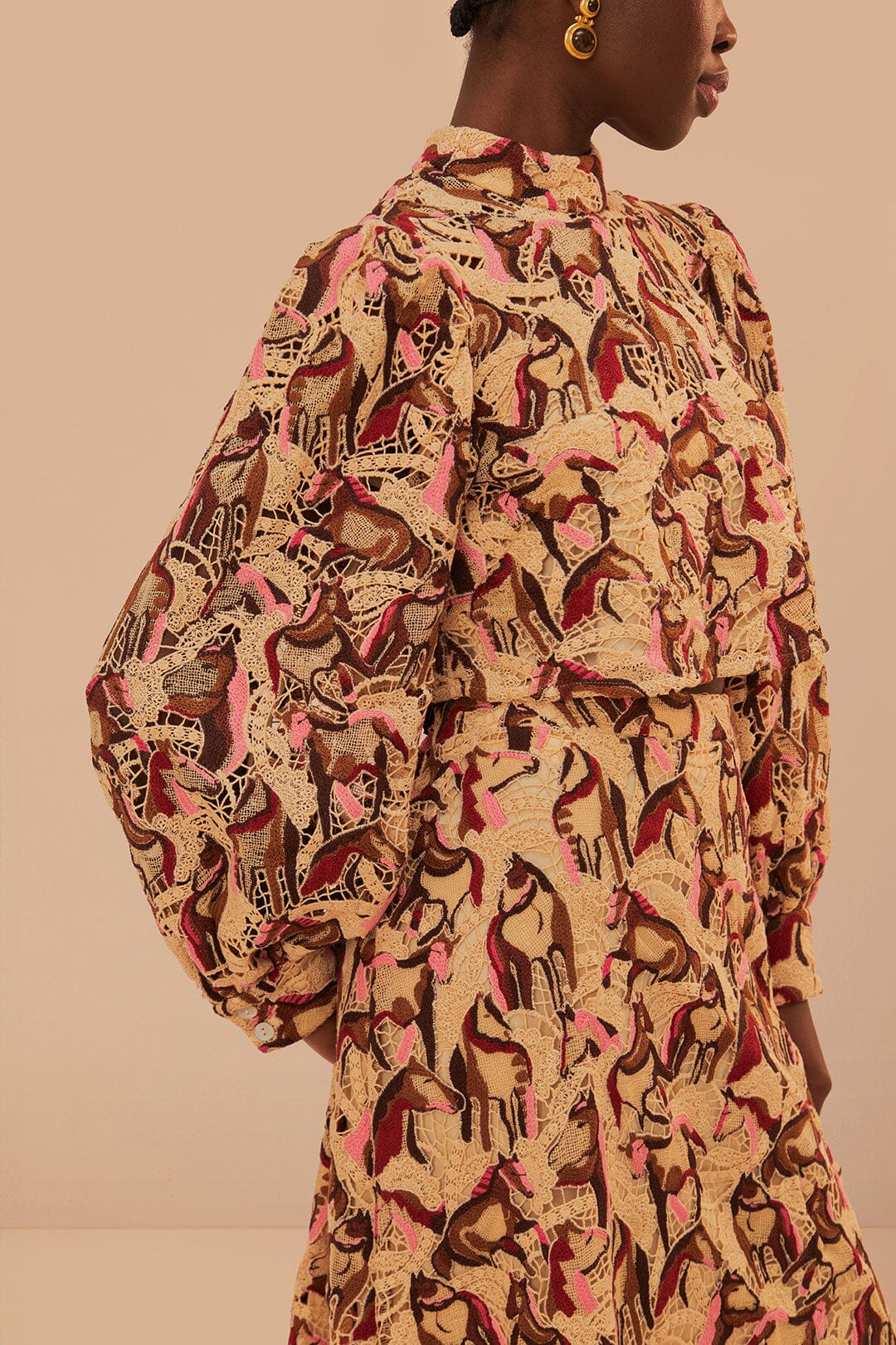 Blouse à motifs de chevaux - Beige