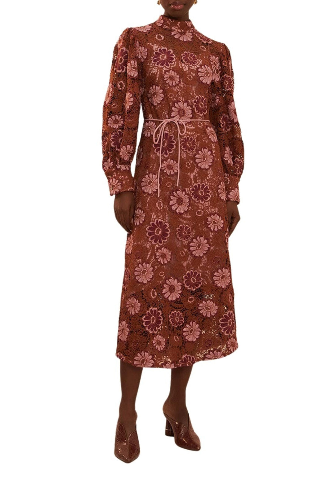 Robe midi Gigi Tapestry en dentelle - Bordeaux