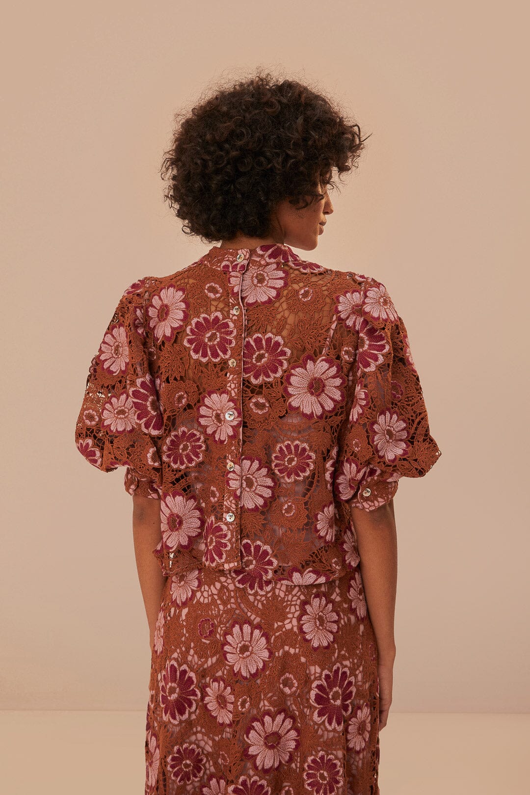 Blouse Gigi Tapestry en dentelle - Marron