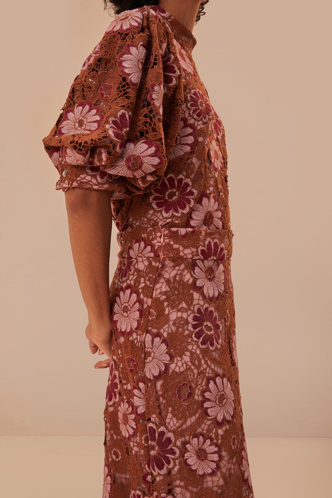 Jupe Gigi Tapestry en dentelle - Marron