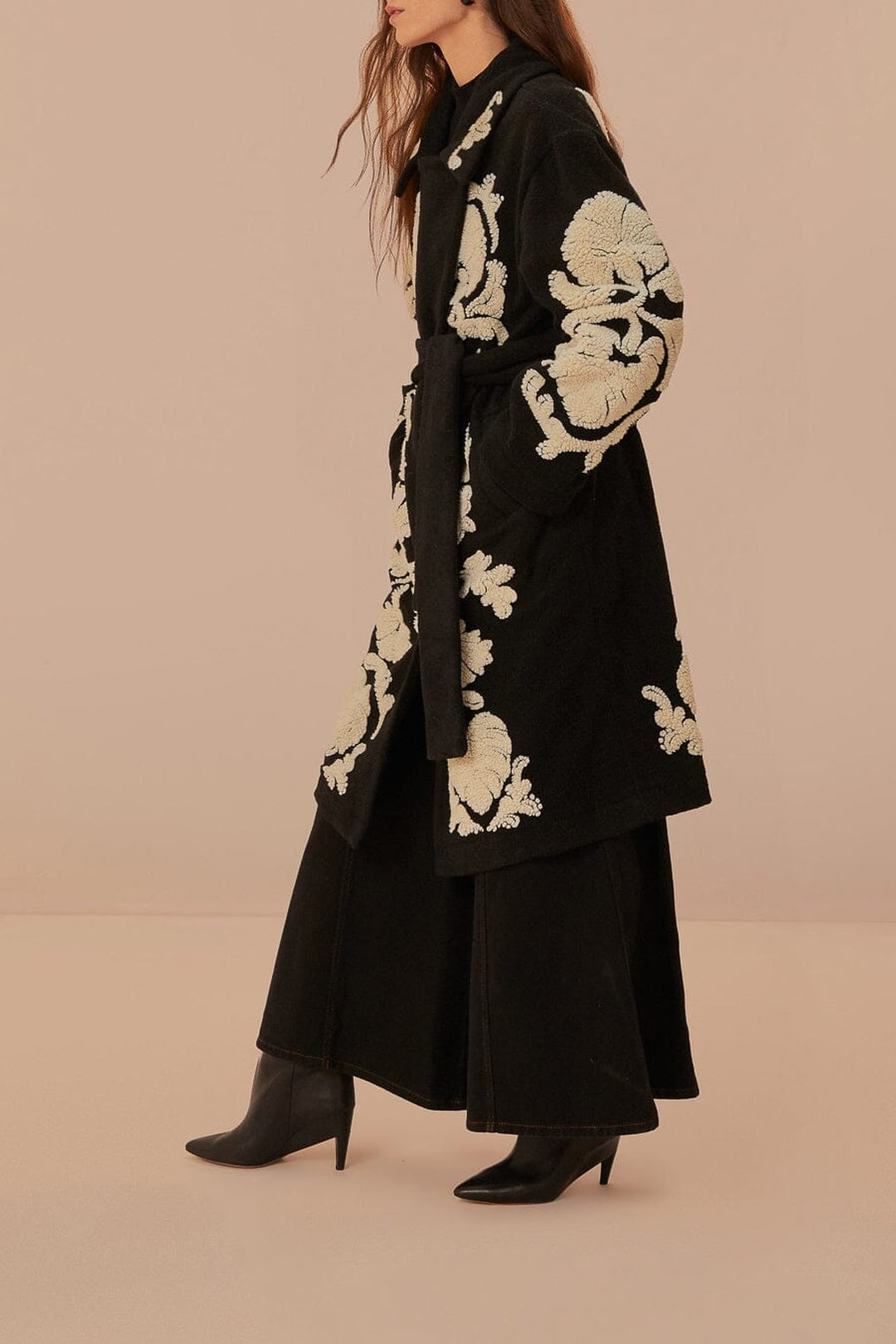 Manteau en polaire Helen en laine mélangée - Noir