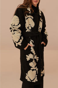 Manteau en polaire Helen en laine mélangée - Noir