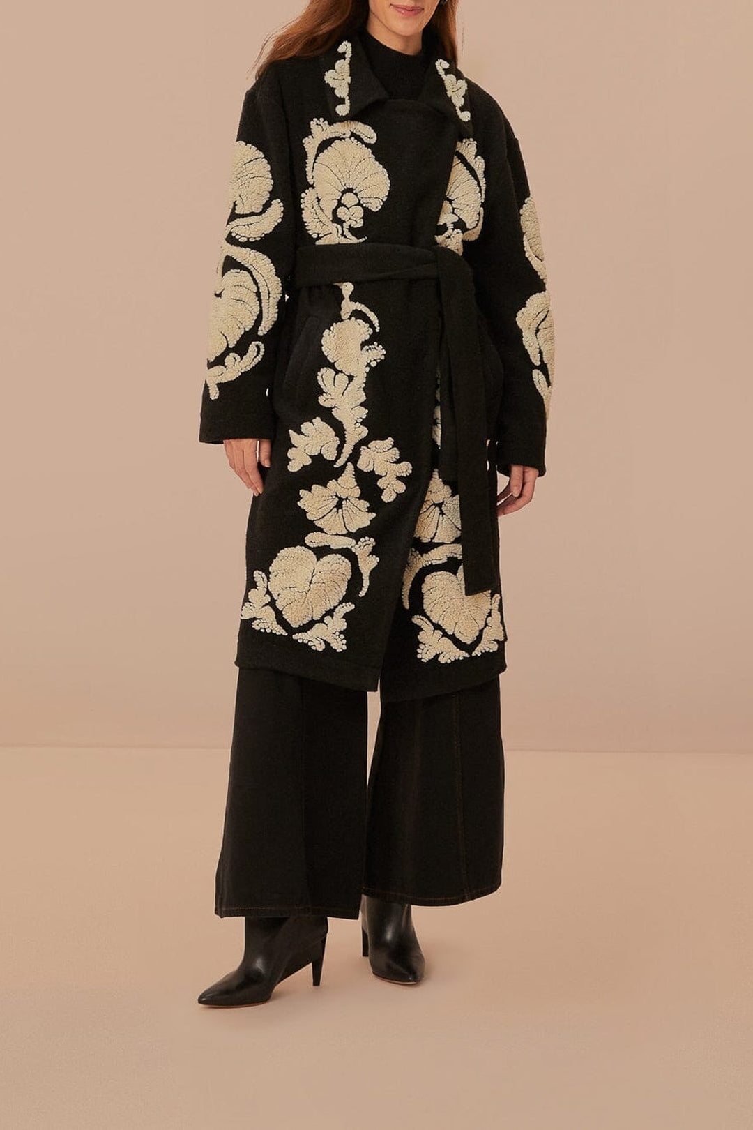 Manteau en polaire Helen en laine mélangée - Noir