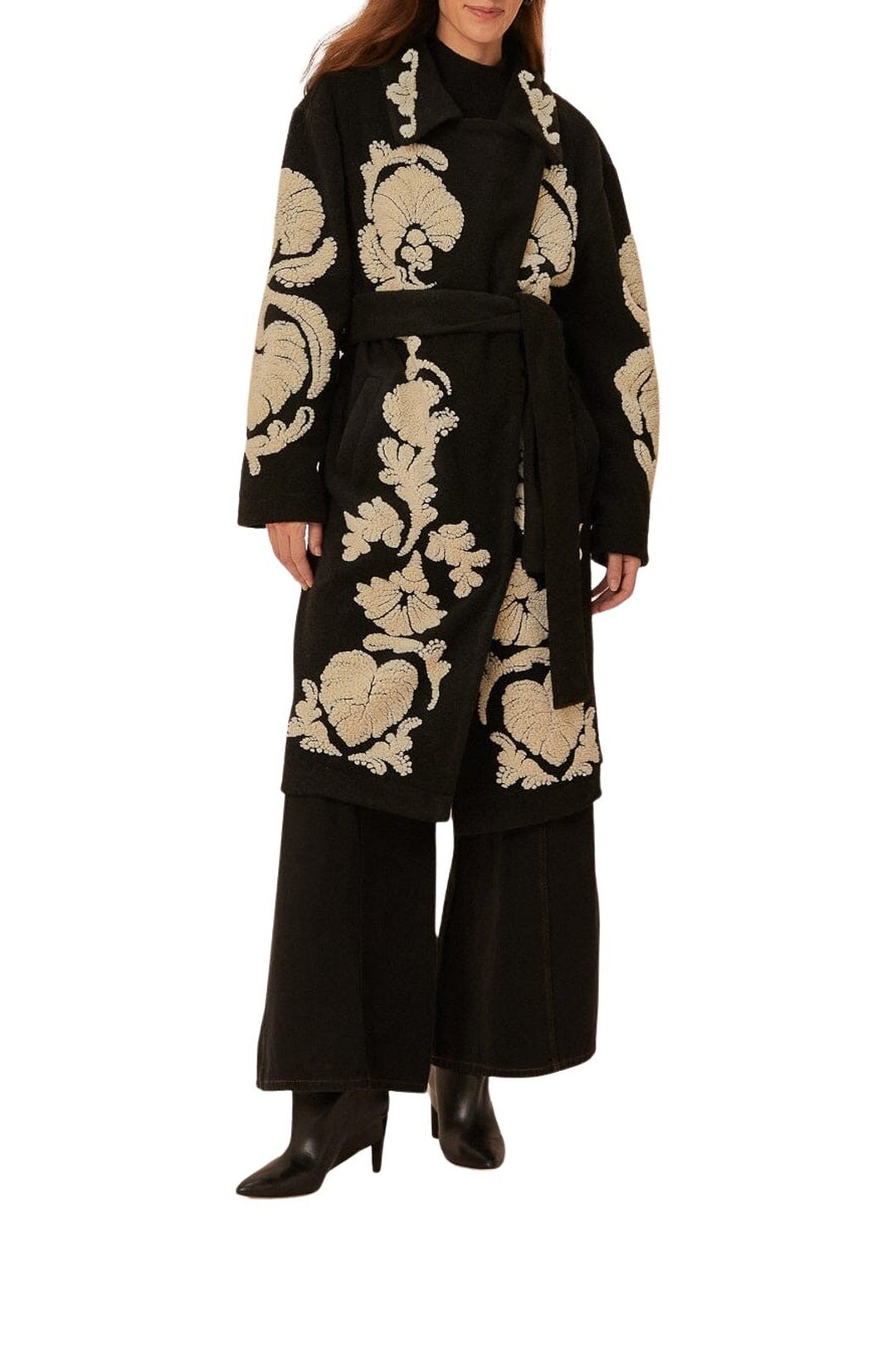 Manteau en polaire Helen en laine mélangée - Noir