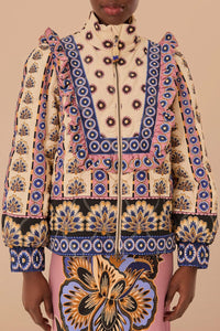 Doudoune longue Ainika à fleurs - Beige