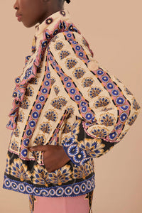 Doudoune longue Ainika à fleurs - Beige