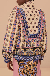 Doudoune longue Ainika à fleurs - Beige