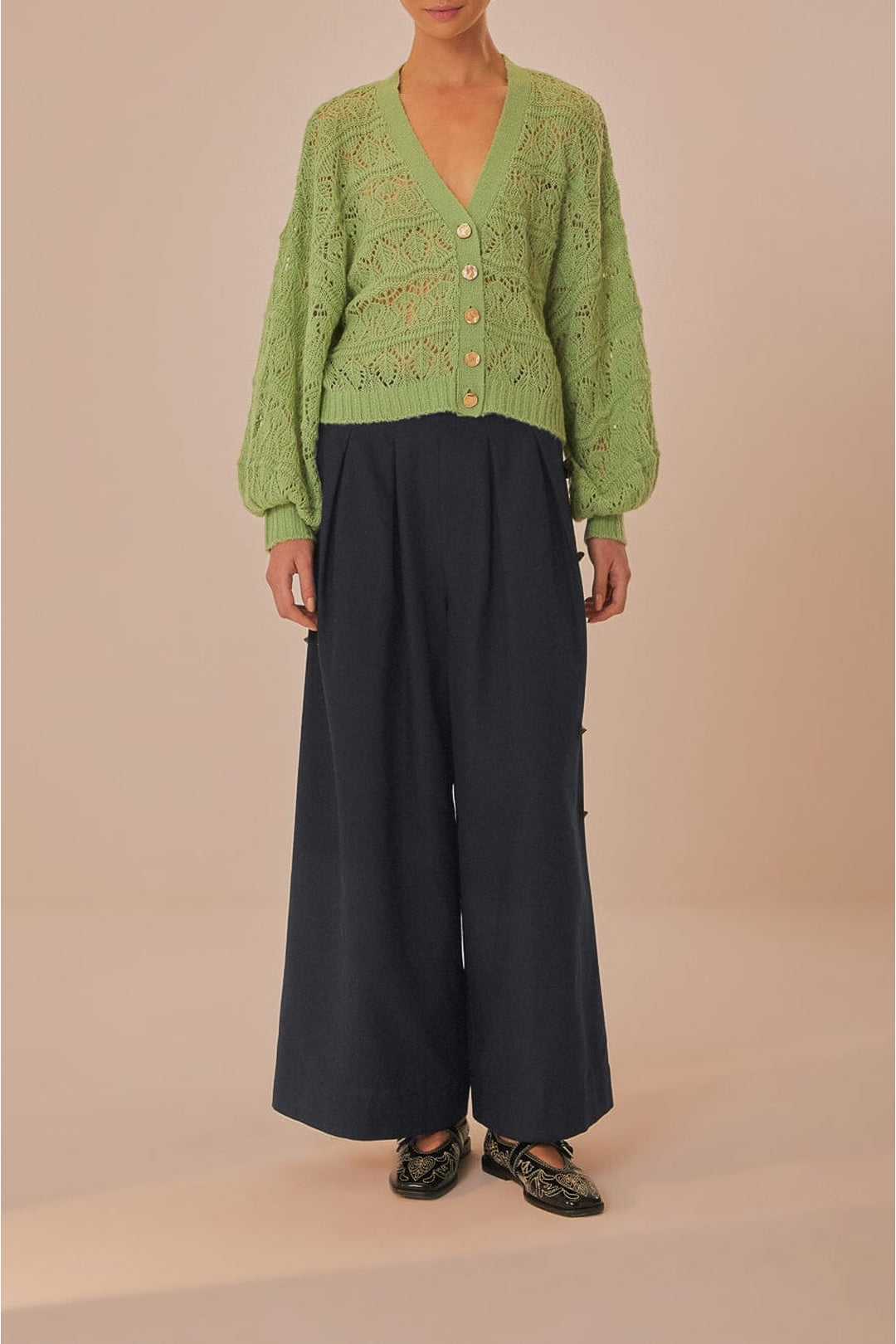 Pantalon à boutons en coton - Noir
