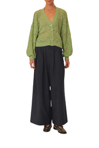 Pantalon à boutons en coton - Noir