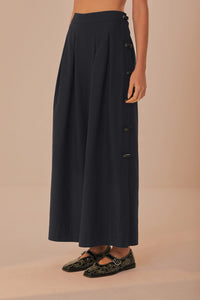 Pantalon à boutons en coton - Noir