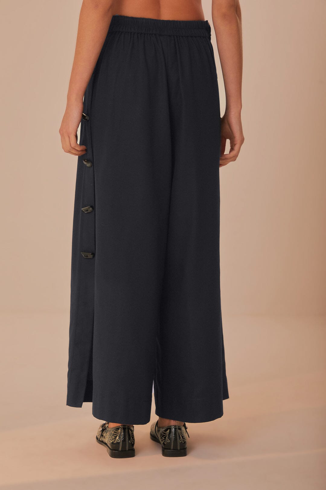 Pantalon à boutons en coton - Noir