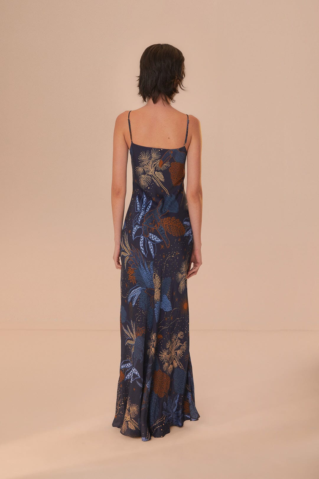 Robe longue nuisette à motif jungle - Bleu