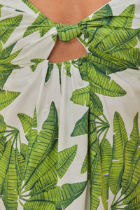 Robe courte à motif de palmiers en coton - Vert