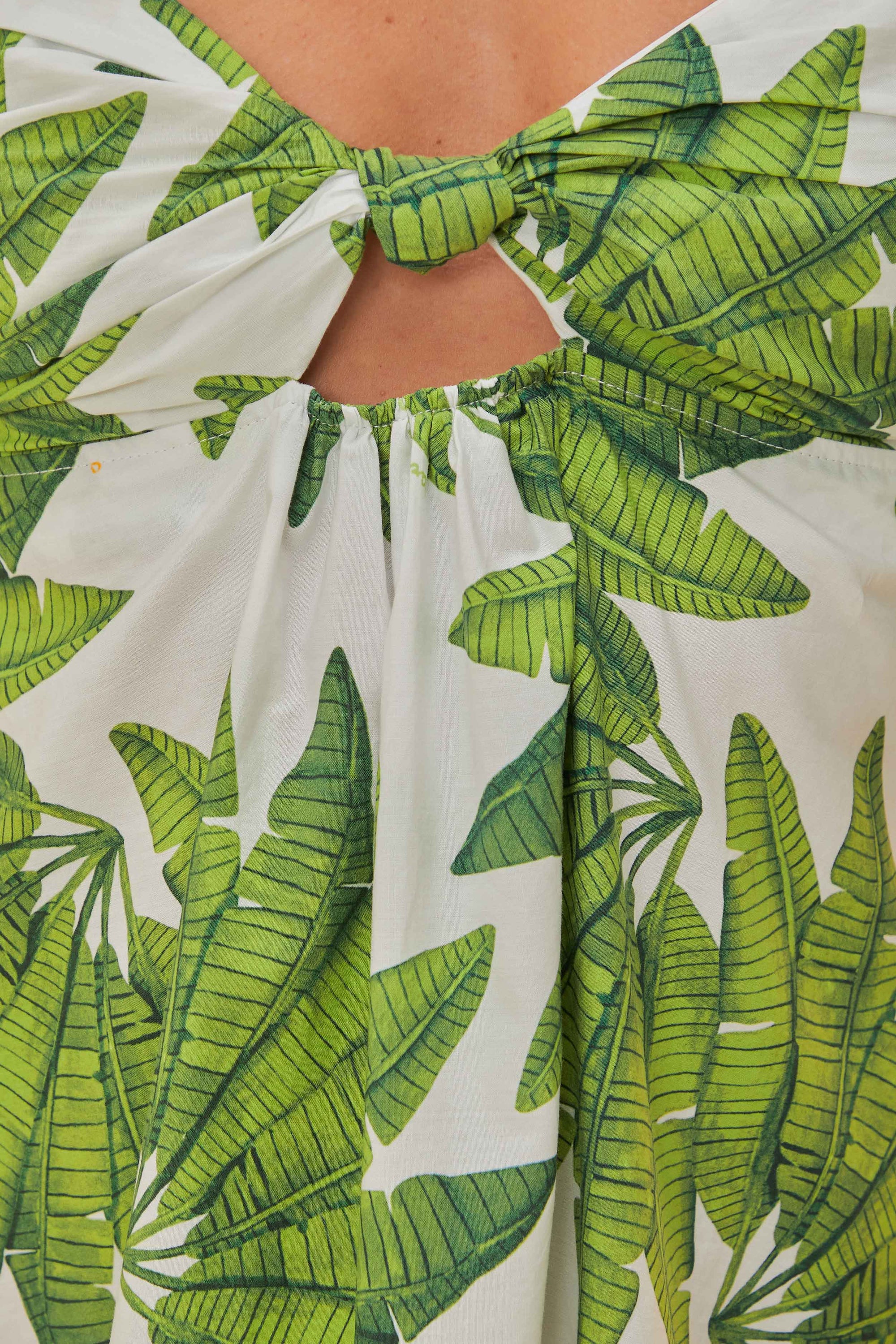 Robe courte à motif de palmiers en coton - Vert