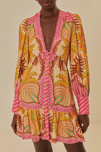 Robe courte Palm Scarf Sand - Orange