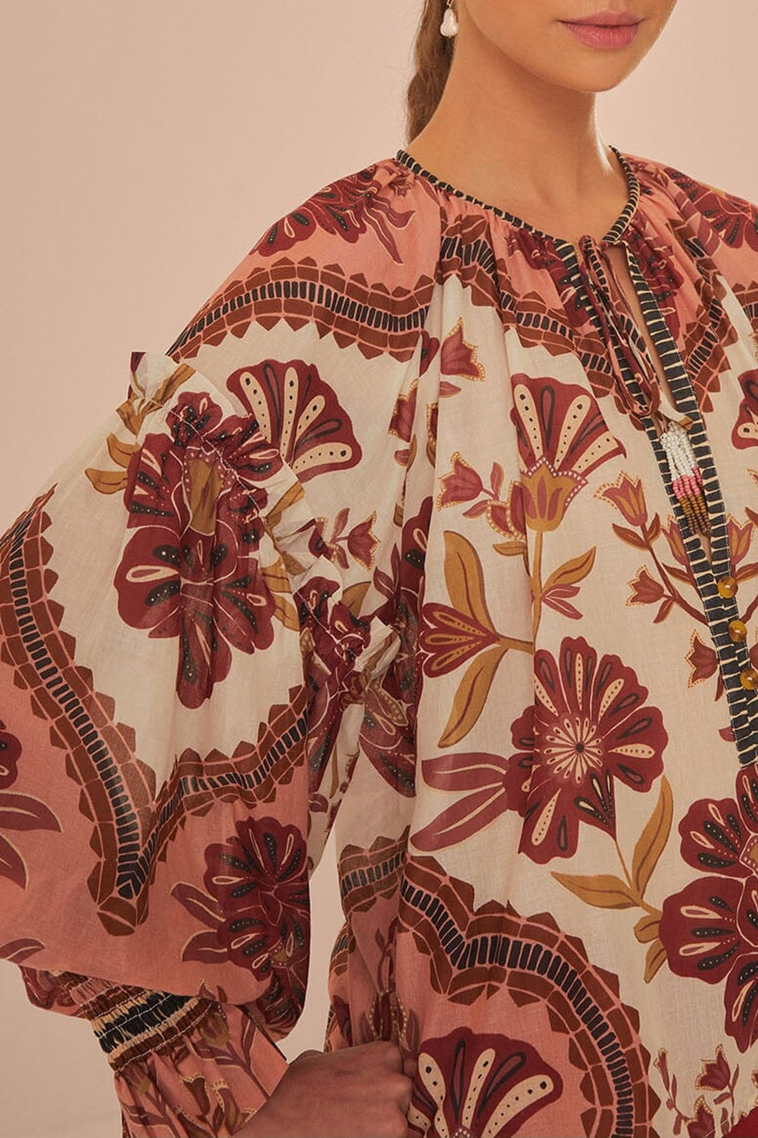 Blouse Riad en coton - Rose