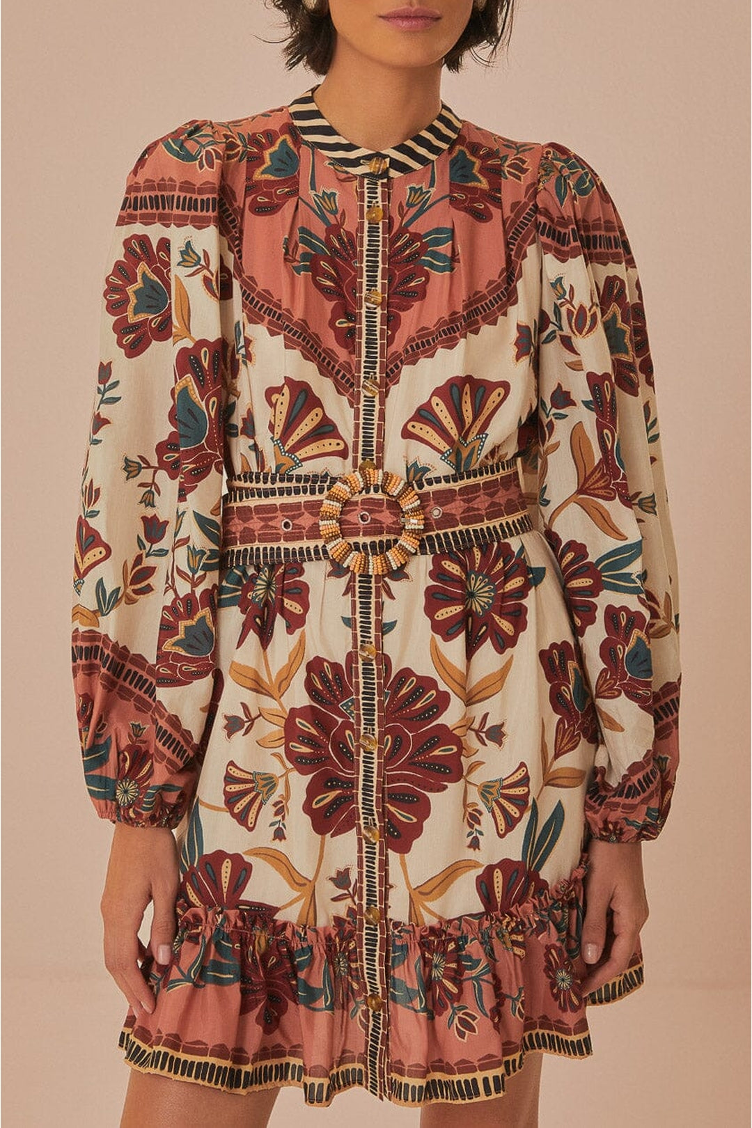 Robe courte Riad en coton - Rose
