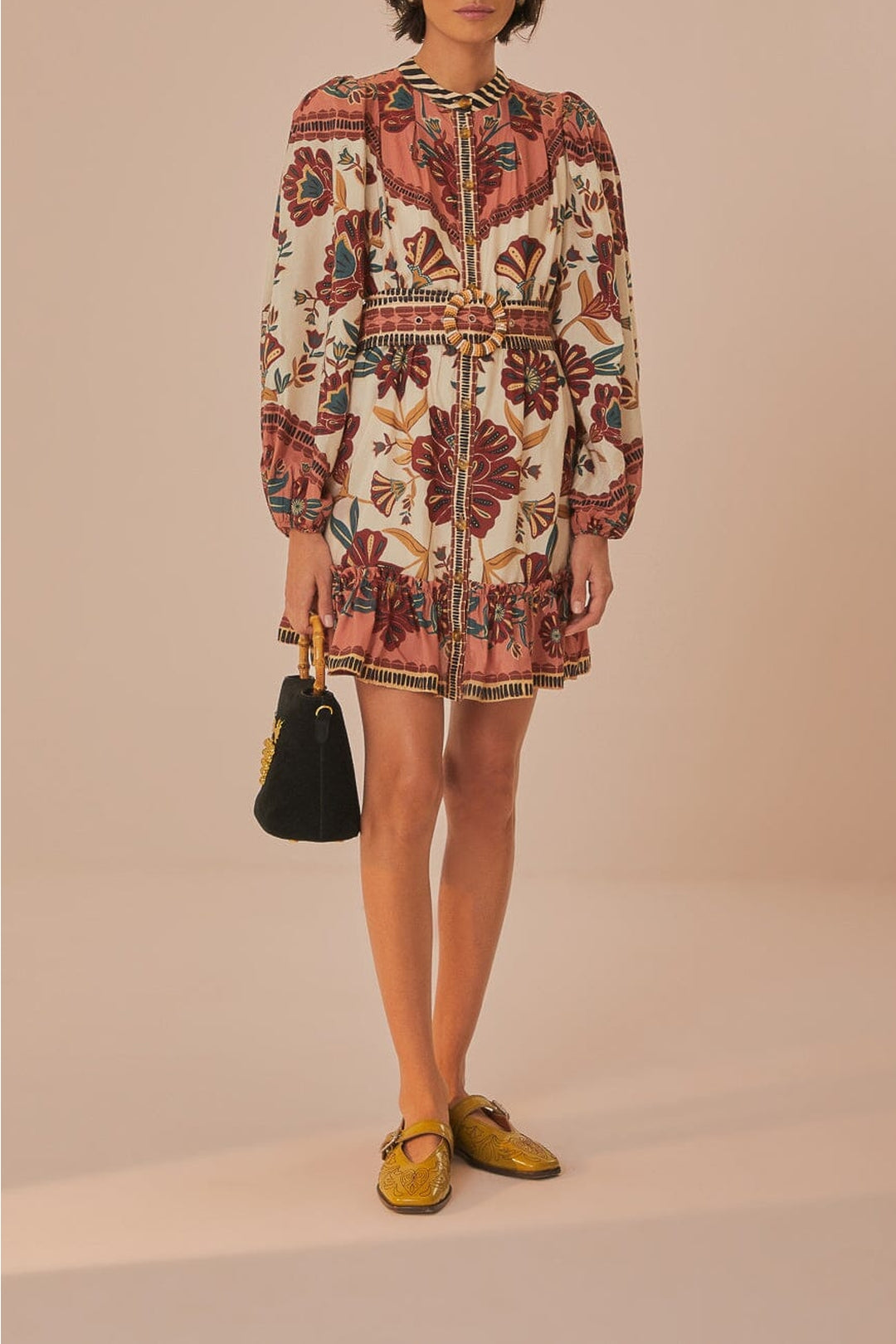 Robe courte Riad en coton - Rose
