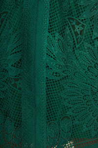 Jupe midi en dentelle à motif de toucan - Vert