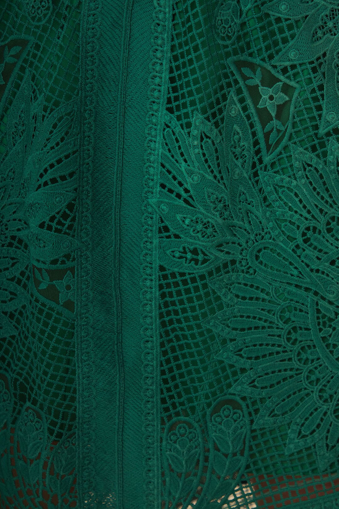 Jupe midi en dentelle à motif de toucan - Vert