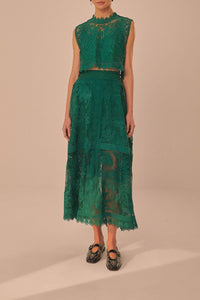Top sans manches en dentelle - Vert